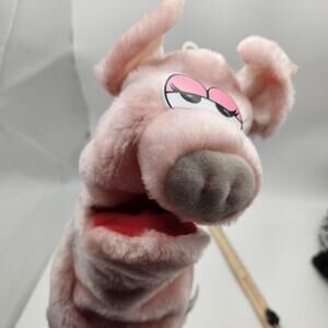 Geppeddo Pig Puppet Pink Plush Hand Puppet Soft Toy CX904 Axis Doll Tag 11 Inch